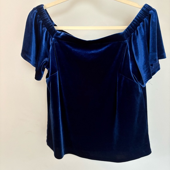 White House Black Market -- Off-the-shoulder blue velvet top - Size small - Picture 5 of 13